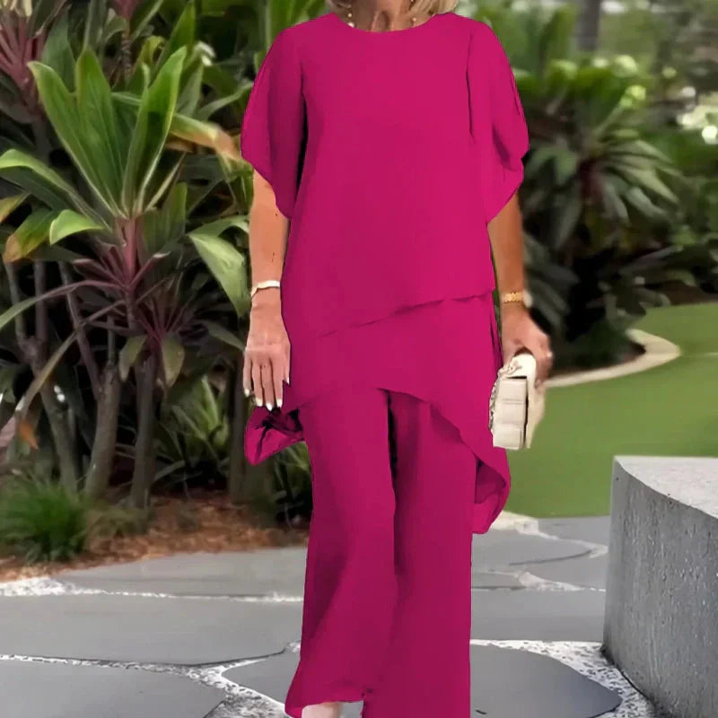 Sienna | Asymmetric Top and Wide Leg Pants Set