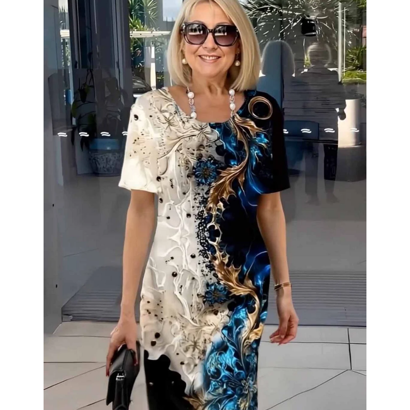 Audrey | Printed Midi Dress with Relaxed Fit