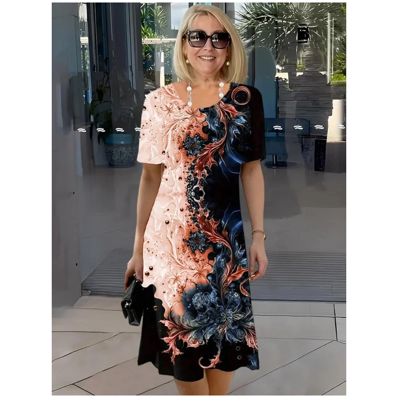 Audrey | Printed Midi Dress with Relaxed Fit